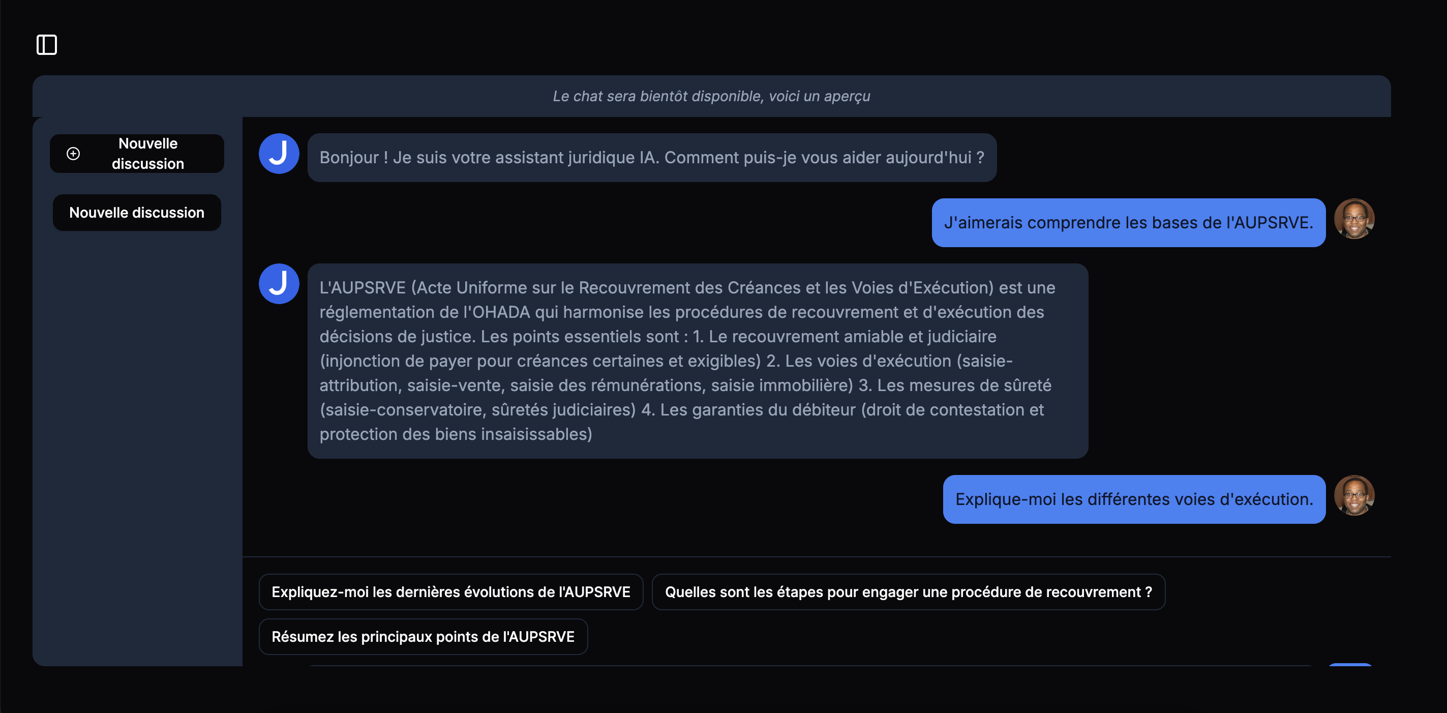 Interface IA sombre