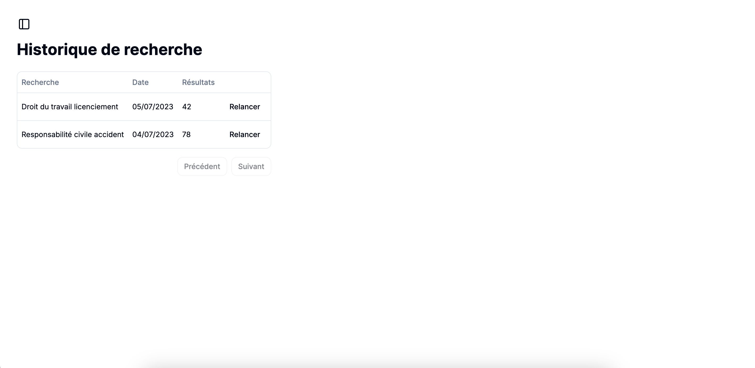 Interface favoris claire